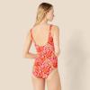 imageAmazon Essentials womens Womens Onepiece Coverage Swimsuit Available in Plus SizeBright Red Multi Folk Floral