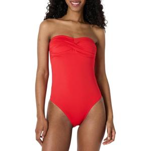 imageAmazon Essentials Womens Bandeau One Piece SwimsuitBright Poppy Red