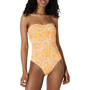 imageAmazon Essentials Womens Bandeau One Piece SwimsuitYellow Multi Folk Floral