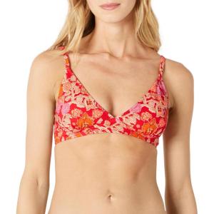 imageAmazon Essentials Womens LightSupport Classic Bikini Swimsuit TopBright Red Multi Folk Floral