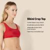 imageAmazon Essentials Womens Scoop Neck Swim Crop TopBright Poppy Red