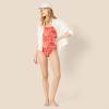 imageAmazon Essentials Womens Thin Strap onePiece SwimsuitBright Red Multi Folk Floral