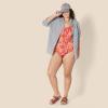 imageAmazon Essentials Womens Thin Strap onePiece SwimsuitBright Red Multi Folk Floral