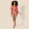 imageAmazon Essentials Womens Tie Side Bikini BottomBright Red Multi Folk Floral