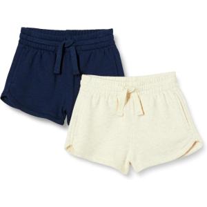 imageAmazon Essentials Girls and Toddlers SweatShorts Pack of 2Oatmeal HeatherNavy