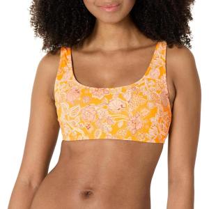 imageAmazon Essentials Womens Scoop Neck Swim Crop TopYellow Multi Folk Floral