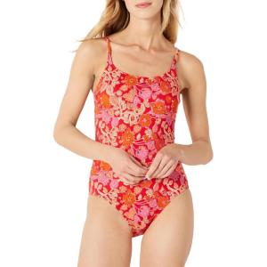 imageAmazon Essentials Womens Thin Strap onePiece SwimsuitBright Red Multi Folk Floral