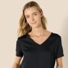 imageAmazon Essentials Womens Satin Short Sleeve VNeck TShirt and Short Sleepwear SetBlack
