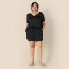 imageAmazon Essentials Womens Satin Short Sleeve VNeck TShirt and Short Sleepwear SetBlack