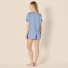 imageAmazon Essentials Womens Satin Short Sleeve VNeck TShirt and Short Sleepwear SetDusty Blue
