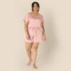 imageAmazon Essentials Womens Satin Short Sleeve VNeck TShirt and Short Sleepwear SetDusty Rose