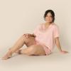 imageAmazon Essentials Womens Satin Short Sleeve VNeck TShirt and Short Sleepwear SetDusty Rose