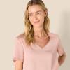 imageAmazon Essentials Womens Satin Short Sleeve VNeck TShirt and Short Sleepwear SetDusty Rose