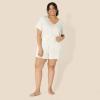 imageAmazon Essentials Womens Satin Short Sleeve VNeck TShirt and Short Sleepwear SetIvory