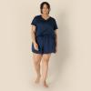 imageAmazon Essentials Womens Satin Short Sleeve VNeck TShirt and Short Sleepwear SetNavy