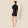 imageAmazon Essentials Womens Satin Sleeve ButtonDown Top and Short Sleepwear SetBlack