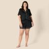 imageAmazon Essentials Womens Satin Sleeve ButtonDown Top and Short Sleepwear SetBlack