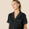 imageAmazon Essentials Womens Satin Sleeve ButtonDown Top and Short Sleepwear SetBlack