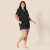 imageAmazon Essentials Womens Satin Sleeve ButtonDown Top and Short Sleepwear SetBlack