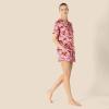 imageAmazon Essentials Womens Satin Sleeve ButtonDown Top and Short Sleepwear SetBrick Red Fan Floral