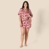 imageAmazon Essentials Womens Satin Sleeve ButtonDown Top and Short Sleepwear SetBrick Red Fan Floral