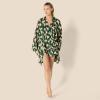 imageAmazon Essentials Womens Satin Sleeve ButtonDown Top and Short Sleepwear SetDark Green Beige Zebras