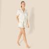 imageAmazon Essentials Womens Satin Sleeve ButtonDown Top and Short Sleepwear SetIvory