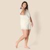imageAmazon Essentials Womens Satin Sleeve ButtonDown Top and Short Sleepwear SetIvory