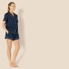 imageAmazon Essentials Womens Satin Sleeve ButtonDown Top and Short Sleepwear SetNavy