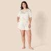 imageAmazon Essentials Womens Satin Sleeve TShirt and Short Sleepwear SetIvory