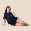 imageAmazon Essentials Womens Satin Sleeve TShirt and Short Sleepwear SetNavy