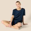 imageAmazon Essentials Womens Satin Sleeve TShirt and Short Sleepwear SetNavy