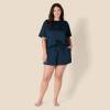 imageAmazon Essentials Womens Satin Sleeve TShirt and Short Sleepwear SetNavy