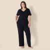 imageAmazon Essentials Womens Soft Cotton Blend Short Sleeve TShirt and Pant Sleepwear SetBlack