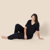 imageAmazon Essentials Womens Soft Cotton Blend Short Sleeve TShirt and Pant Sleepwear SetBlack