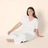 imageAmazon Essentials Womens Soft Cotton Blend Short Sleeve TShirt and Pant Sleepwear SetIvory