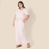 imageAmazon Essentials Womens Soft Cotton Blend Short Sleeve TShirt and Pant Sleepwear SetLight Pink