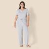 imageAmazon Essentials Womens Soft Cotton Blend Short Sleeve TShirt and Pant Sleepwear SetMedium Grey Heather