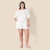 imageAmazon Essentials Womens Soft Cotton Blend Short Sleeve TShirt and Short Sleepwear SetIvory