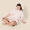 imageAmazon Essentials Womens Soft Cotton Blend Short Sleeve TShirt and Short Sleepwear SetLight Pink