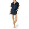 imageAmazon Essentials Womens Satin Sleeve ButtonDown Top and Short Sleepwear SetNavy