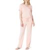 imageAmazon Essentials Womens Soft Cotton Blend Short Sleeve TShirt and Pant Sleepwear SetLight Pink