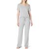 imageAmazon Essentials Womens Soft Cotton Blend Short Sleeve TShirt and Pant Sleepwear SetMedium Grey Heather
