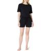 imageAmazon Essentials Womens Soft Cotton Blend Short Sleeve TShirt and Short Sleepwear SetBlack