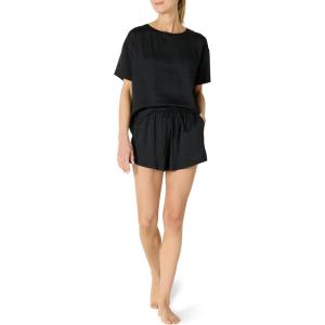 imageAmazon Essentials Womens Satin Sleeve TShirt and Short Sleepwear SetBlack