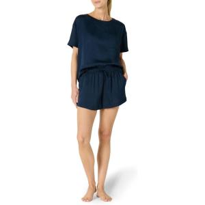 imageAmazon Essentials Womens Satin Sleeve TShirt and Short Sleepwear SetNavy