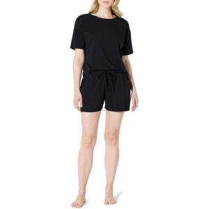 imageAmazon Essentials Womens Soft Cotton Blend Short Sleeve TShirt and Short Sleepwear SetBlack