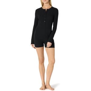 imageAmazon Essentials womens Ribbed Cotton Blend Long Sleeve Lounge RomperBlack