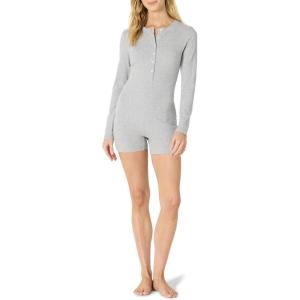 imageAmazon Essentials womens Ribbed Cotton Blend Long Sleeve Lounge RomperMedium Grey Heather