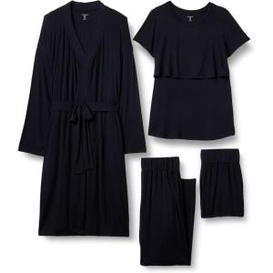 imageAmazon Essentials Womens Soft Modal Nursing Maternity Sleepwear Pajama Bundle 4 PieceBlack
